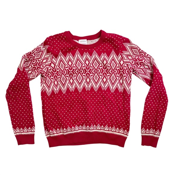 Hanna Andersson Other - Hanna Andersson Snö Happy Fair Isle Nordic Sweater Size 14-16 Red White Knit